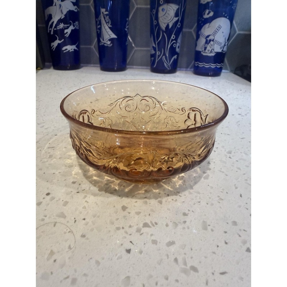 McKee Rock Crystal Amber 4 3/4" Bowl  EAPG Depression Glass
